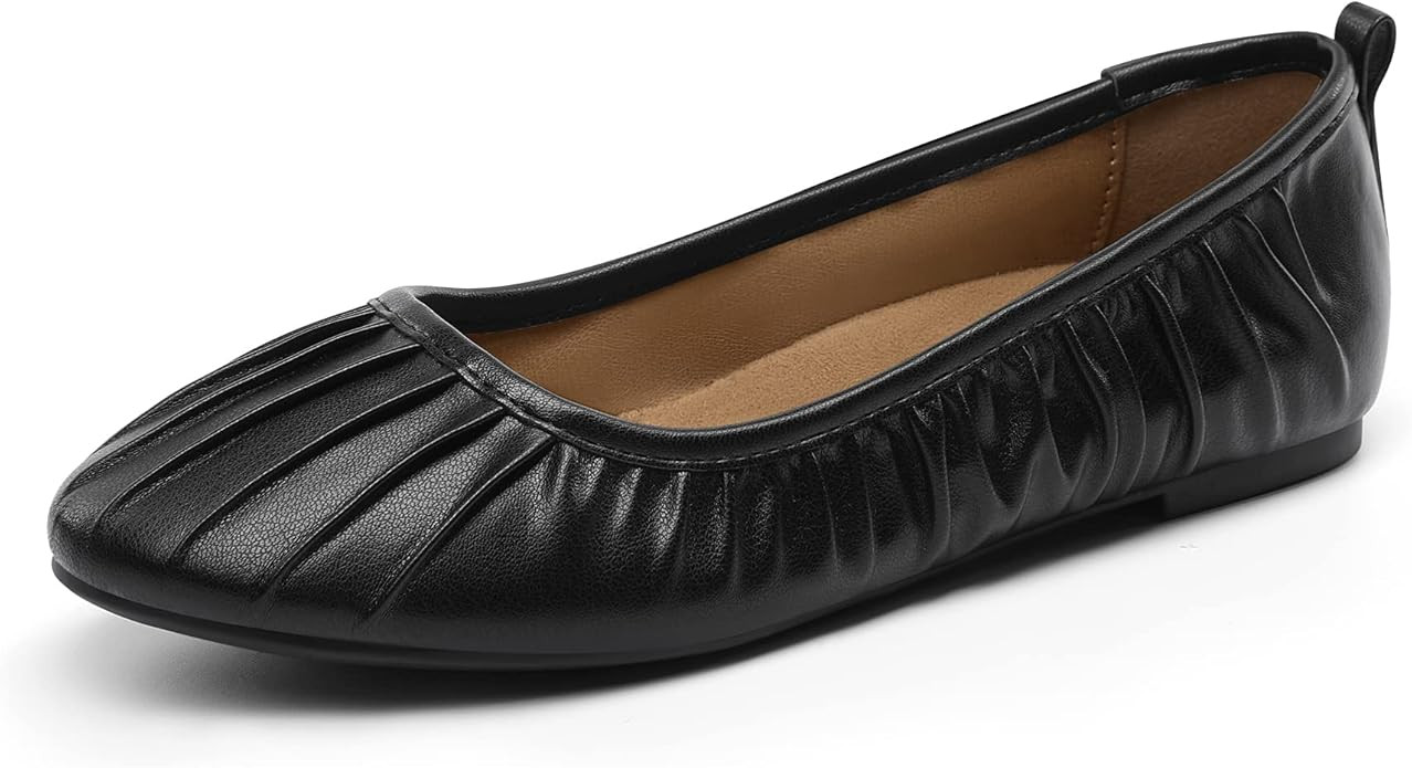 DREAM PAIRS Womens Ballet Flats Women’s Dressy Work Cute Pleated Classic Round Toe Slip On Flat... | Amazon (US)