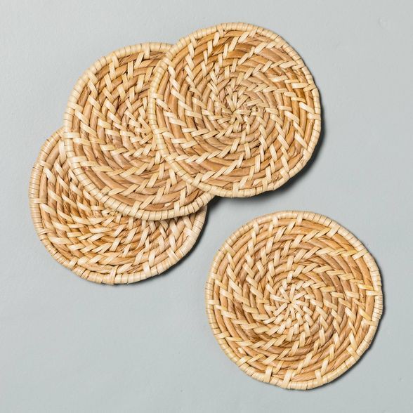 4pk Natural Woven Coaster Set Beige - Hearth & Hand™ with Magnolia | Target