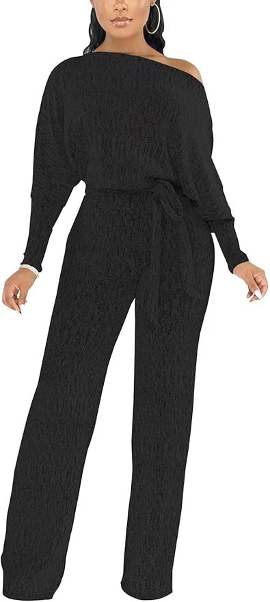 Amazon.com: ZonJie Black Sexy Sparkly Sequin Jumpsuits for Women Elegant Plus Size Clubwear Off S... | Amazon (US)