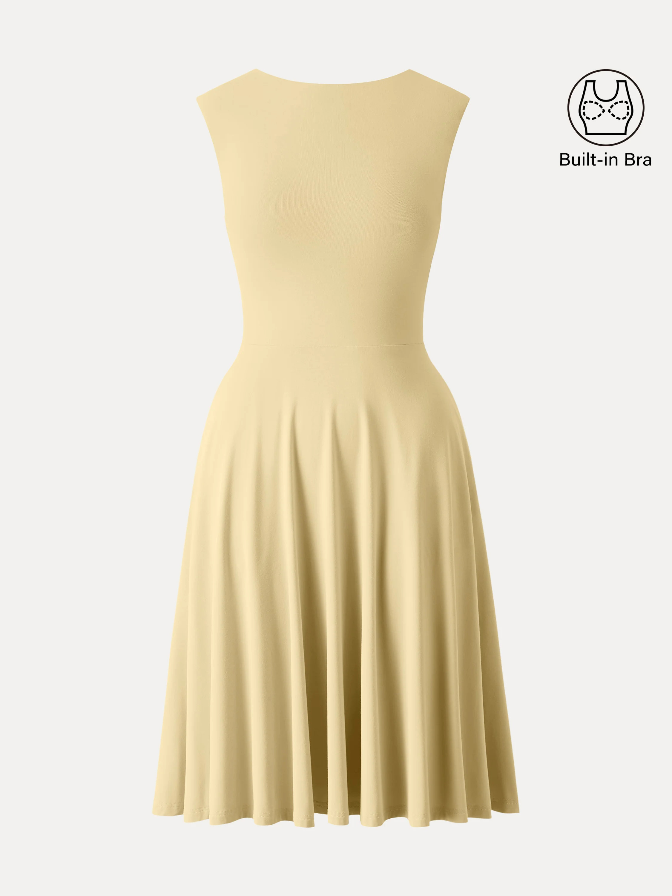 SkinKiss Boatneck Wide Shoulder Bra Dress with Pockets - Butter Yellow / XL | OGLmove