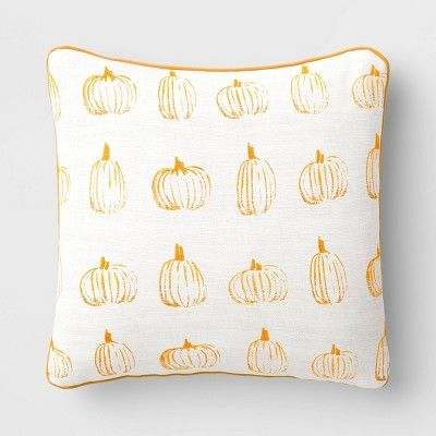 Square Pumpkin Patterned Pillow Gold - Threshold™ | Target