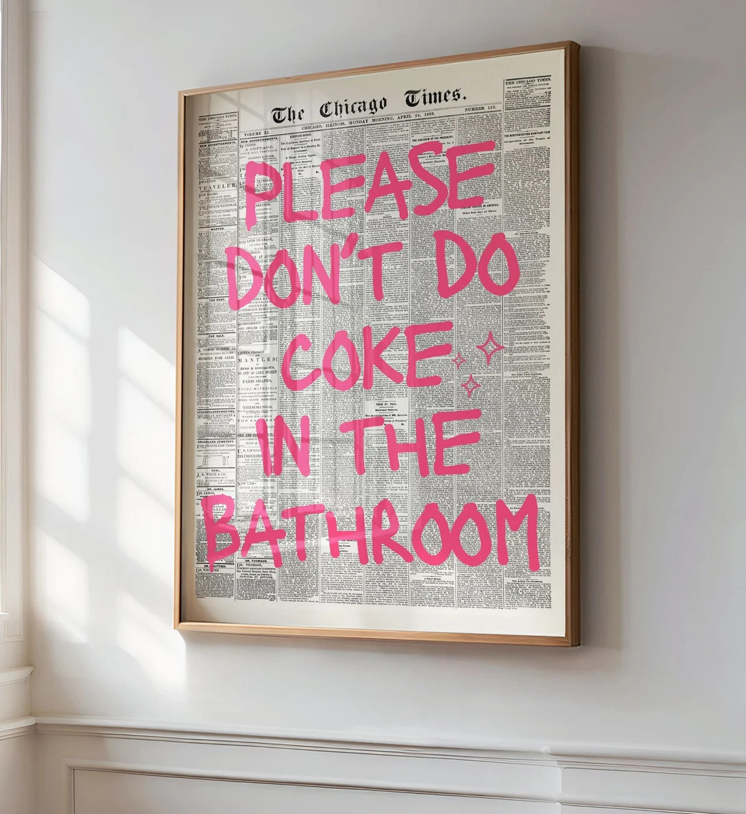 Please Don't Do Coke in the Bathroom Print Pink Wall Art Trendy Printable Art Retro Print Preppy ... | Etsy (US)