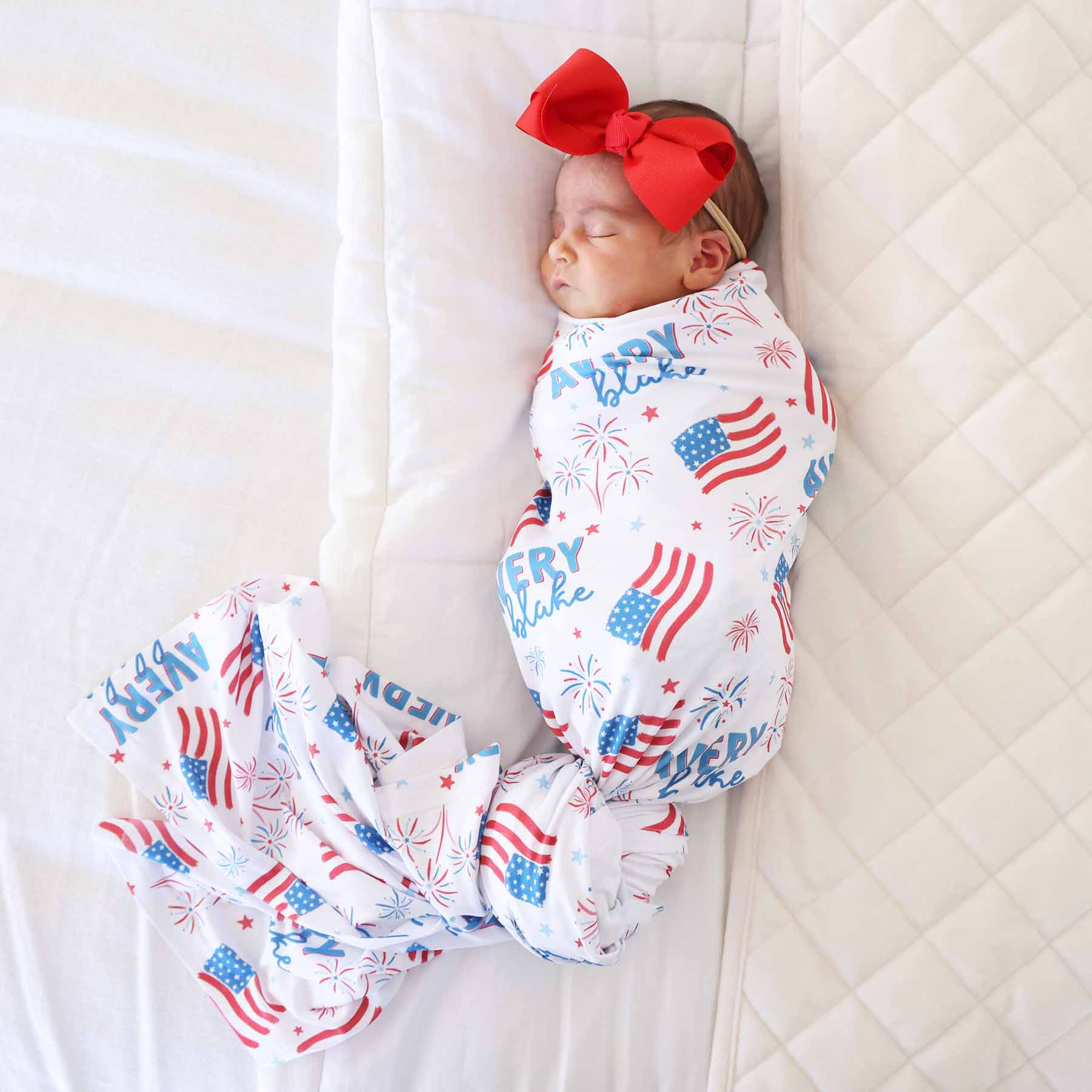Fireworks & Freedom Personalized Swaddle Blanket | Caden Lane