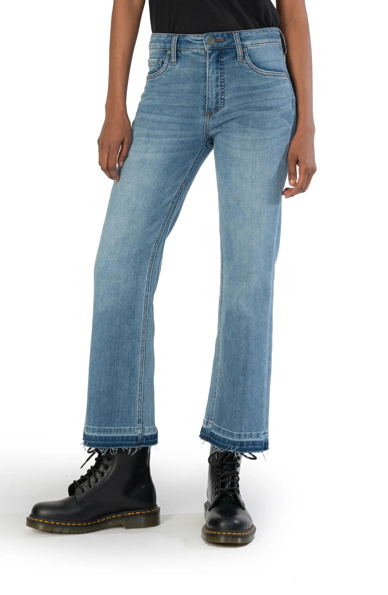 KUT from the Kloth Kelsey Fab Ab High Waist Release Hem Crop Flare Jeans | Nordstrom | Nordstrom