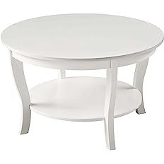 Convenience Concepts American Heritage Round Coffee Table with Shelf, White | Amazon (US)