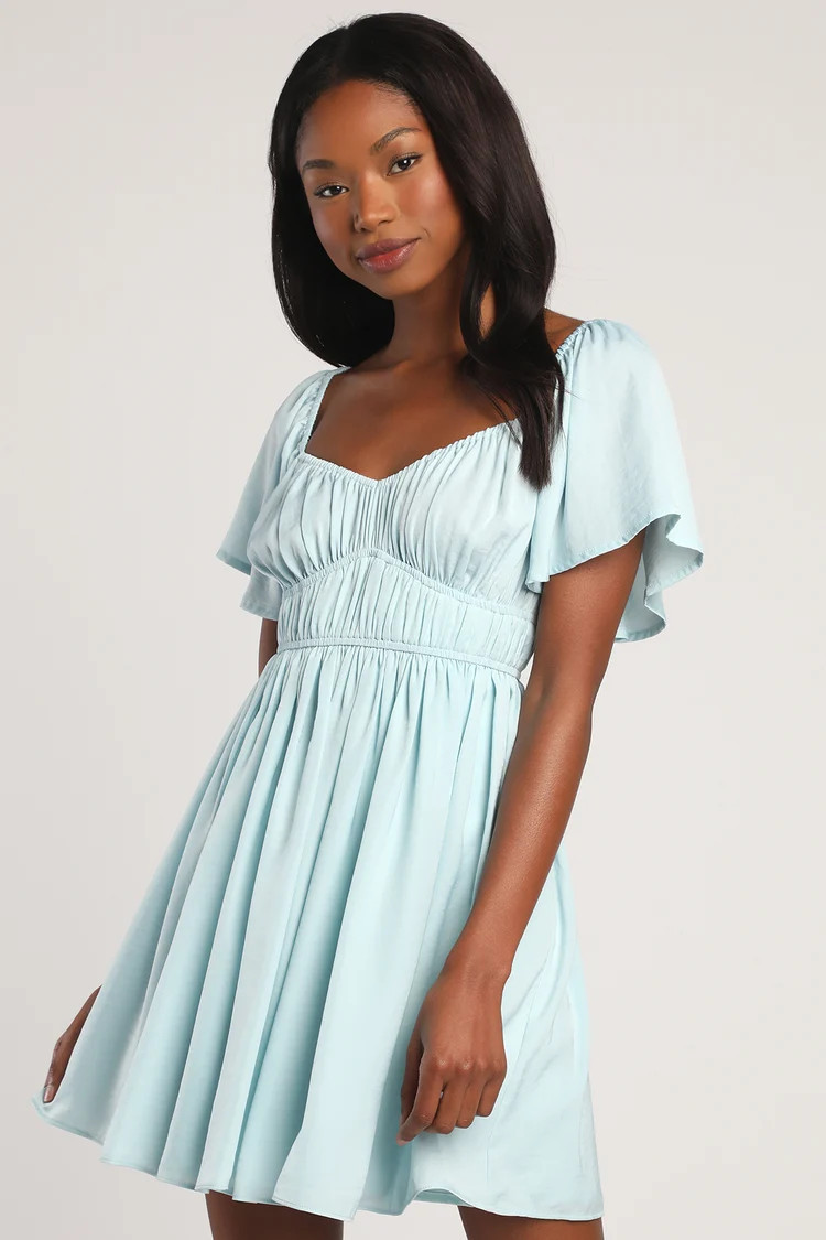 You Give Me Butterflies Light Blue Flutter Sleeve Mini Dress | Light Blue Dress | Lulus (US)
