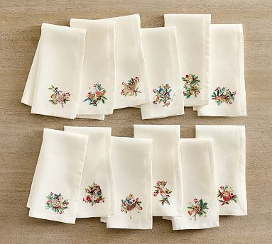 12 Days of Christmas Cotton/Linen Napkins - Set of 12 | Pottery Barn (US)