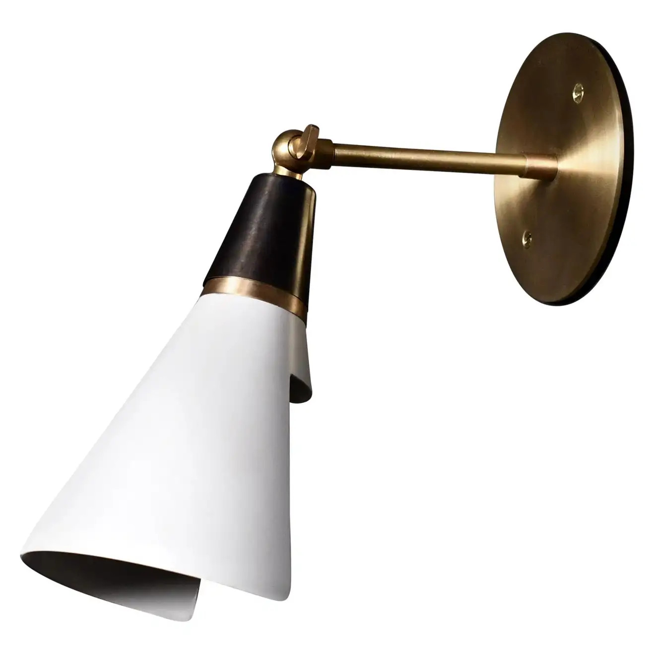 Petite Magari Adjustable Wall Lamp in Black, White & Brass by Blueprint Lighting | 1stDibs