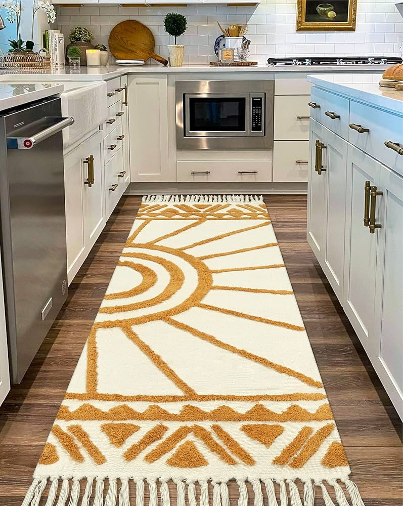 OJIA Boho Kitchen Runner Rug 2.6'x8', Machine Washable Hallway Runner Rug, Cotton Woven Long Laun... | Amazon (US)