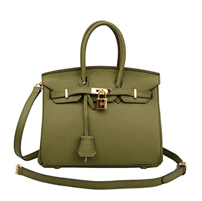 Ainifeel Women's Genuine Leather 25cm Padlock Shoulder Handbag Hobo Bag | Amazon (US)