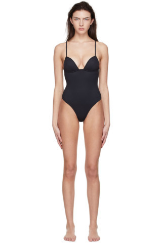 Black Nylon Bodysuit | SSENSE