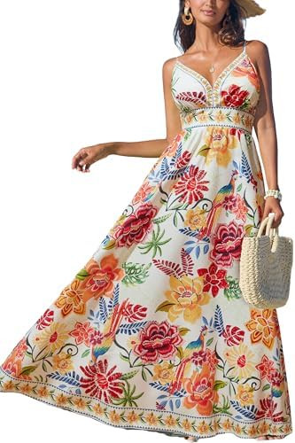 CUPSHE Women's Summer Dresses Casual Spring V Neck Sleeveless Floral Beach Vacation Long Spaghett... | Amazon (US)