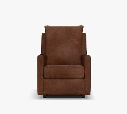 Ayden Square Arm Leather Power Swivel Glider Recliner | Pottery Barn (US)