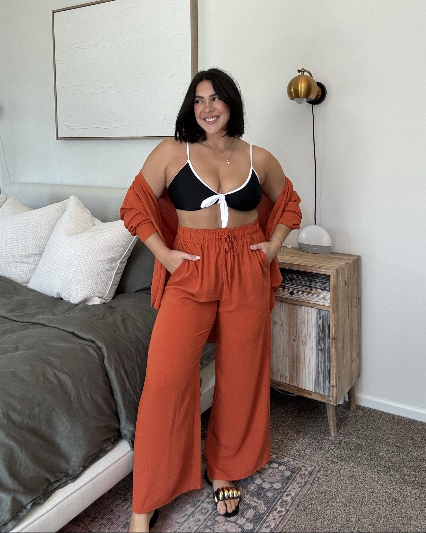 Swim: L
Set: L 

Resort wear. Beach vibes. Swimsuit cover up, flowy beach pants, flowy beach top. Midsize style 

#LTKStyleTip #LTKMidsize #LTKSwim