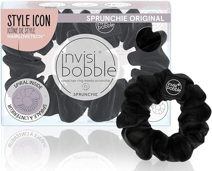 invisibobble Sprunchie Spiral Hair Ring - True Black- 2 Pack - Scrunchie Stylish Bracelet, Strong... | Amazon (US)