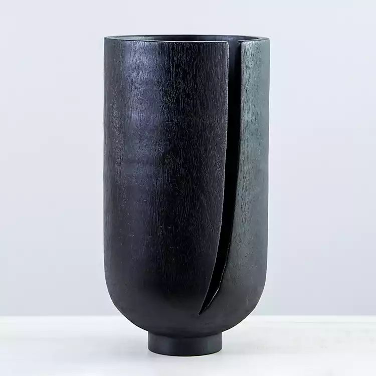 New! Black Suar Wood Dramatic Cut Vase | Kirkland's Home
