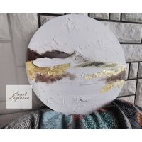 Round Abstract Canvas Art, Wall Art, Gold Leaf Wall Glittering Painting On Canvas | Etsy (US)