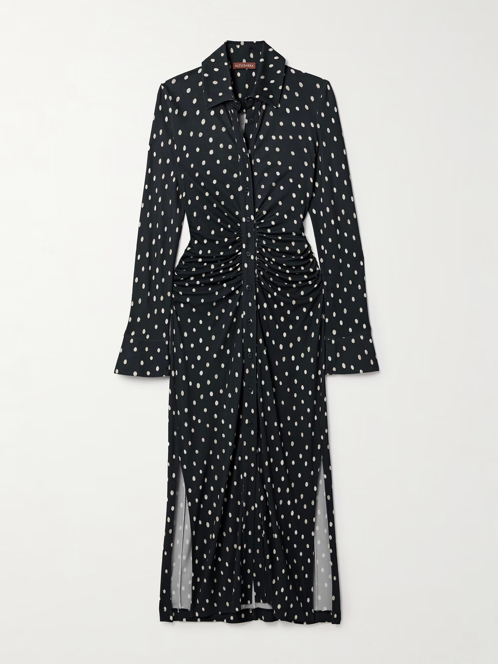 ALTUZARRAClaudia ruched polka-dot crepe-jersey midi shirt dress | NET-A-PORTER APAC