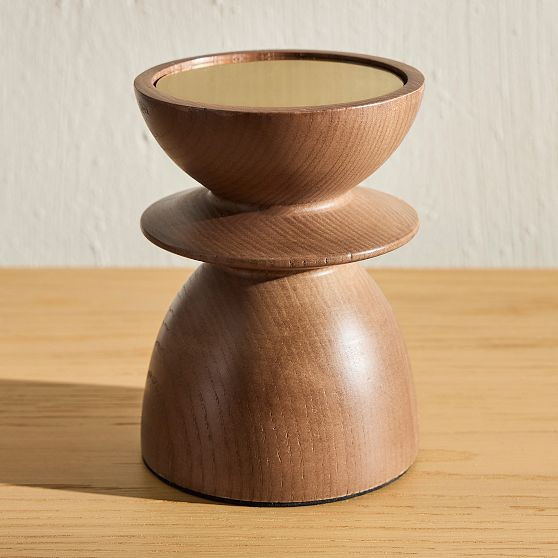 Tira Wood Pillar Holder, Dark Ash, Medium | West Elm (US)