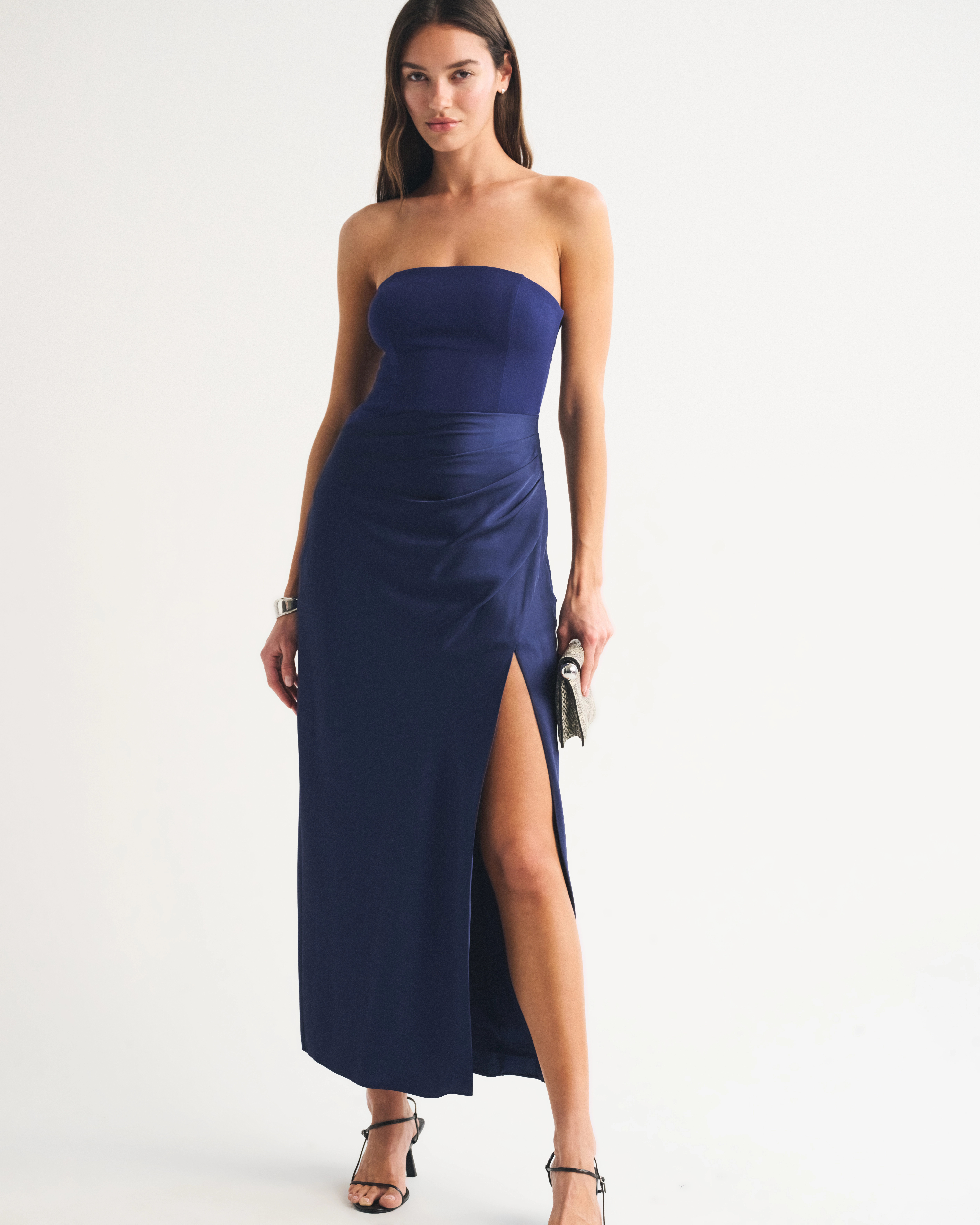 Bra-Free Strapless Draped Maxi Dress | Abercrombie & Fitch (US)
