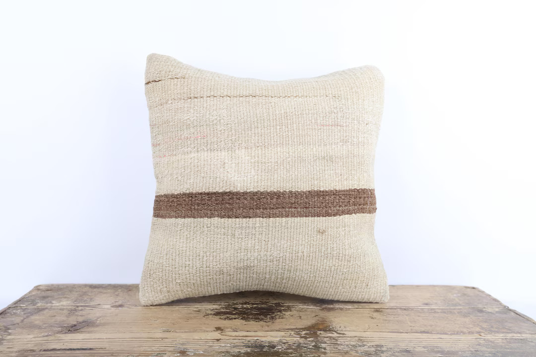 Hemp Kilim Pillow Cover, Turkish Vintage, 18x18 Sofa Cushion - Etsy | Etsy (US)