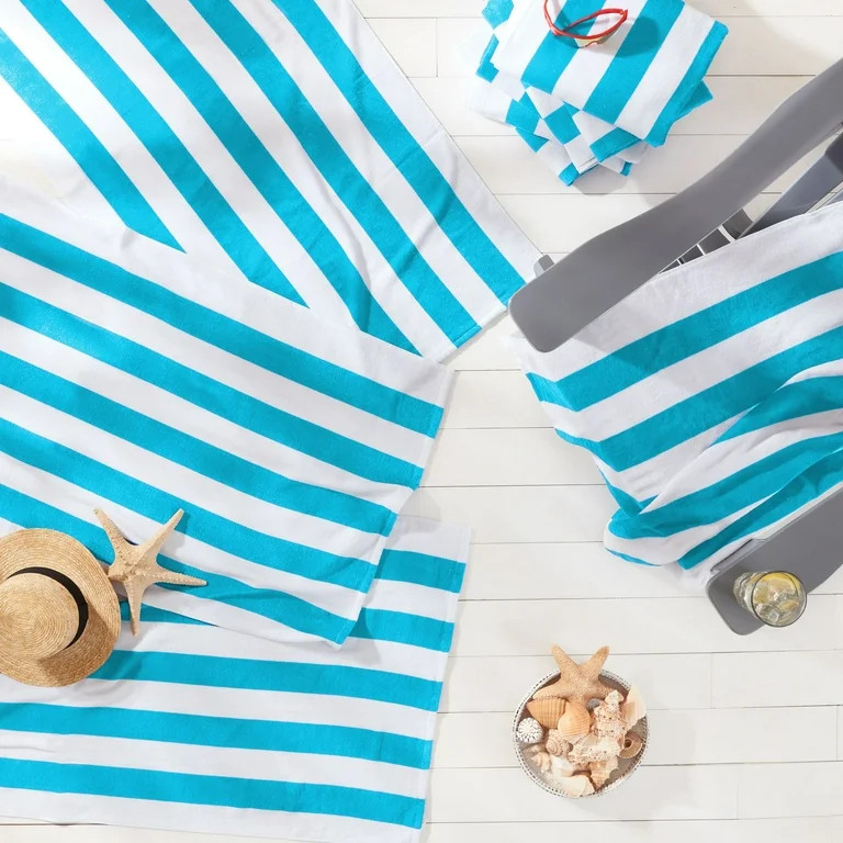 Mainstays Printed Sheared Beach Towel Cabana Teal - Walmart.com | Walmart (US)