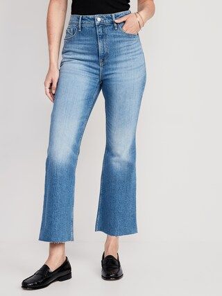 Higher High-Waisted Cropped Cut-Off Flare Jeans for Women | Old Navy (US)