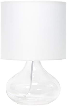 Simple Designs Glass Raindrop Table Lamp with Fabric Shade, Clear with White Shade | Amazon (US)