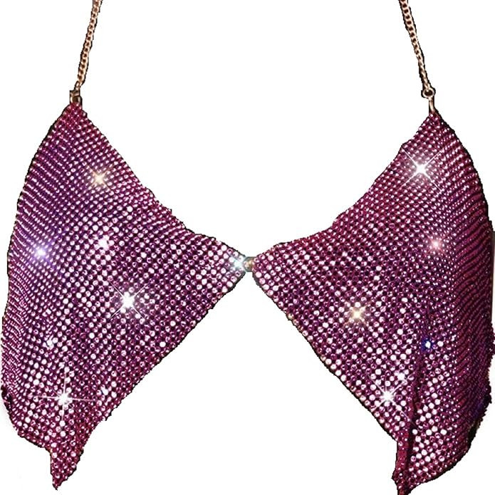 Sexy Bra Chain Rhinestone Bra Sparkly Lime Silver Crystal Rhinestone Jewelry Halter Metal Body Ch... | Amazon (US)