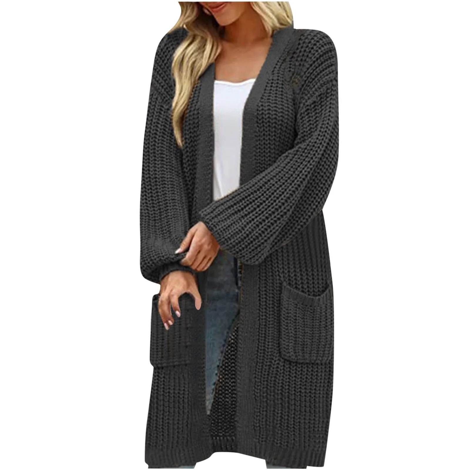 Women's Loose Checkered Color Matching Knitted Cardigan Fashion Sweater Women's Coat | Walmart (CA)
