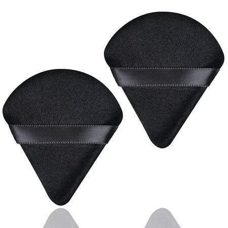 2 Pcs Triangle Makeup Powder Puff for Face Powder Soft Triangle Velour Powder Puff Reusable Triangle Powder Pad Pressed Applicator for Under Eyes and Face Corners Loose Setting Powder (Black & Black) | Walmart (US)
