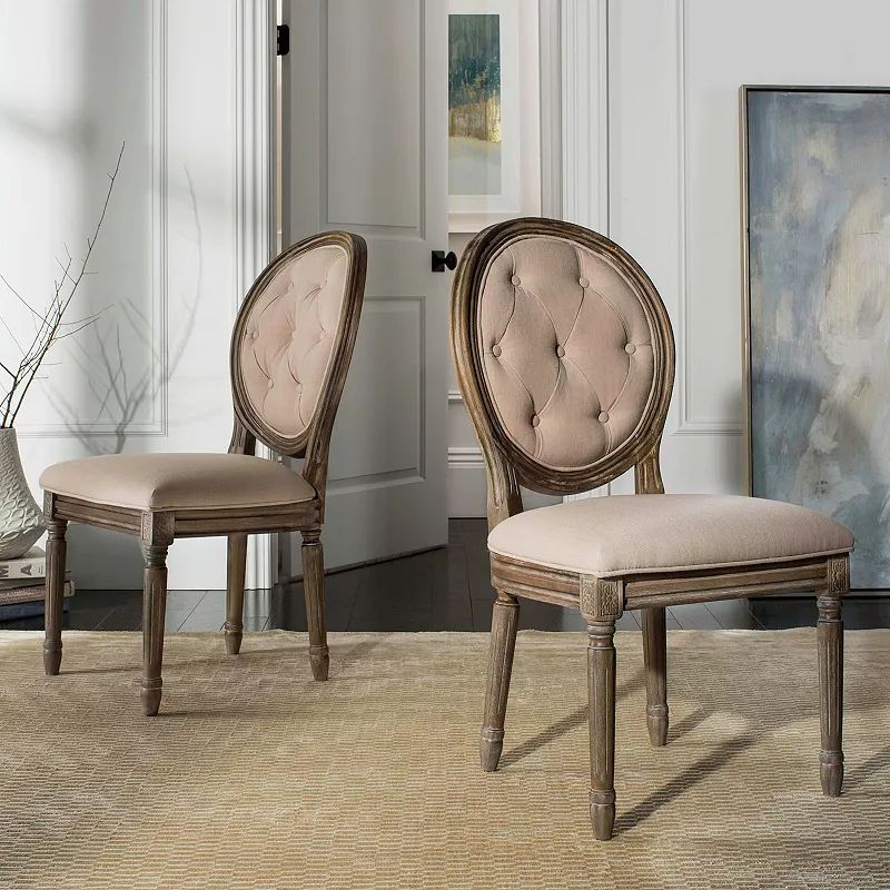Safavieh Holloway Oval Back Dining Chair 2-piece Set, Beig/Green | Kohl's