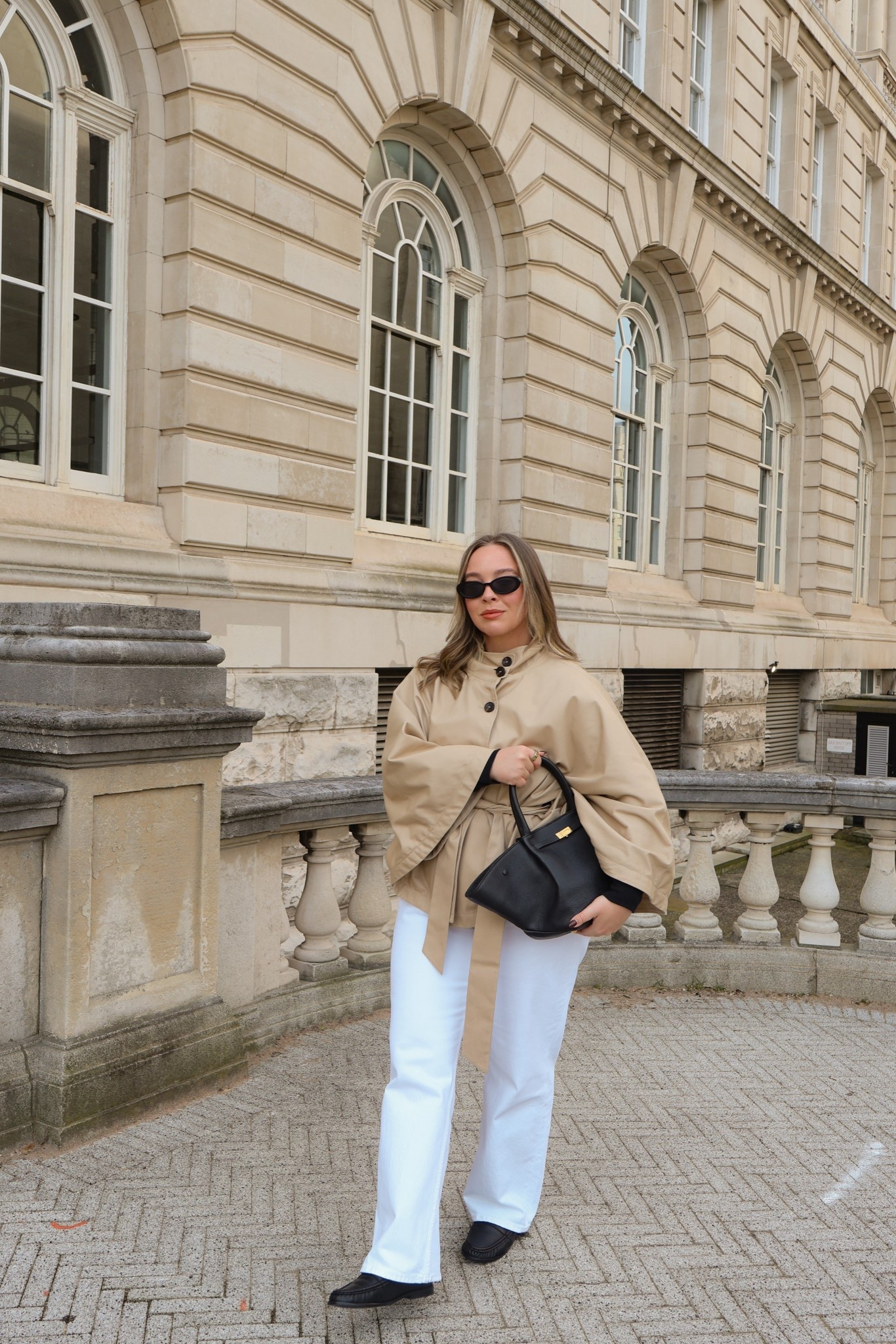 a spring look 🐣☀️ I wear a M/L in the cape funnel neck trench, a 31 short leg in the jeans, my bag is the midi size and I wear my usual size 5 in the loafers. Walked round all day in them with no issues! 

#LTKjeans #LTKspring #LTKmidsize