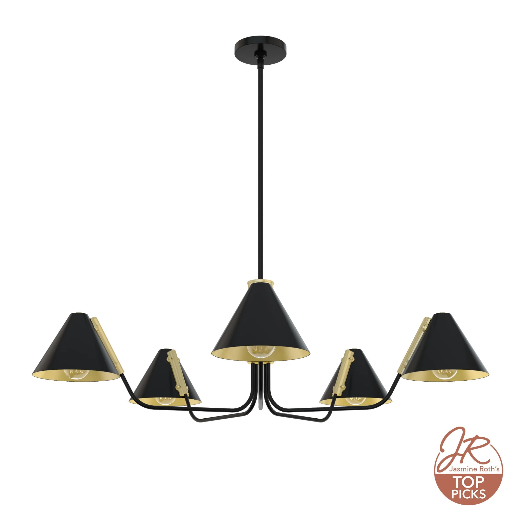 Hunter Grove Isle Matte Black and Modern Brass 5 Light Chandelier Ceiling Light Fixture | Walmart (US)