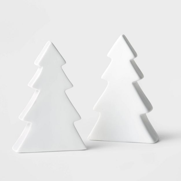 2pc 5.75&#34; Ceramic Tree Decorative Figurine White - Wondershop&#8482; | Target