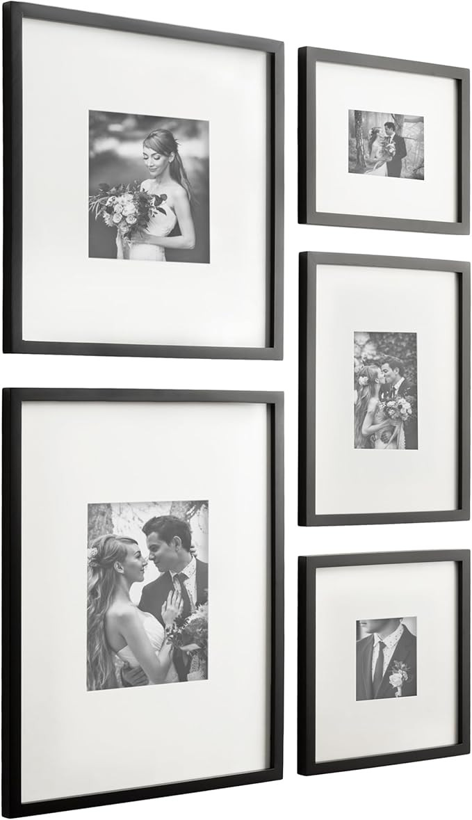 Kate and Laurel Gallery Contemporary Rectangle Picture Frame Set of 5, Varying Sizes, Black, Mode... | Amazon (US)