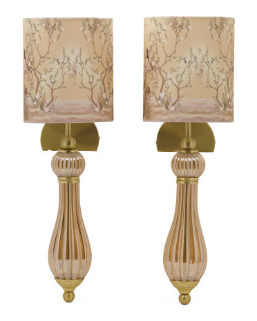 2pk 8x7x22.5 Glass Teardrop Cordless Wall Sconces | Marshalls