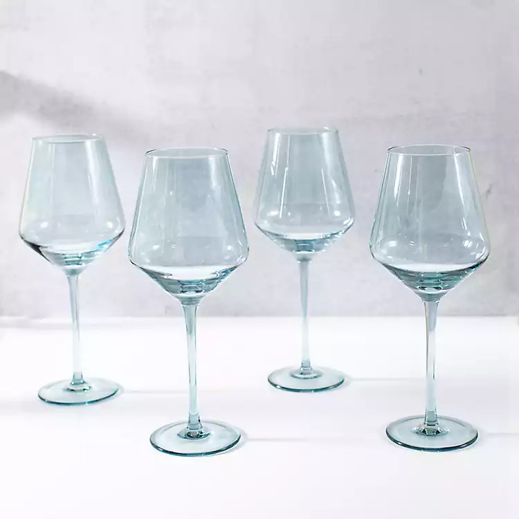 Blue Soft Angle Wine Glasses, Set of 4 | Kirkland's Home