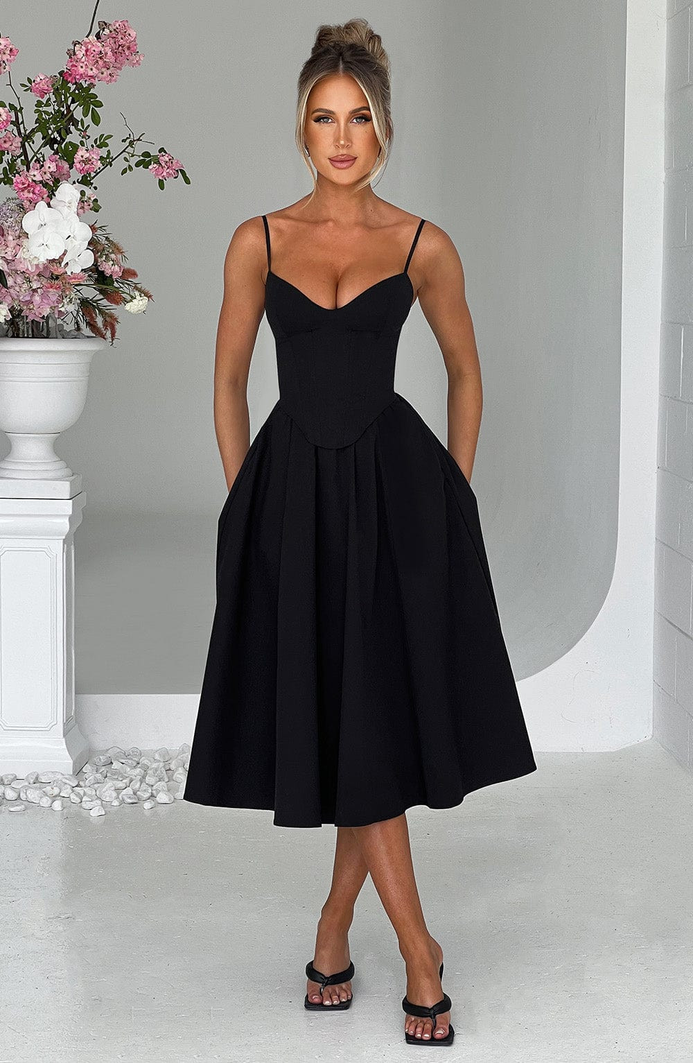 Mariella Midi Dress - Black | Babyboo (global)