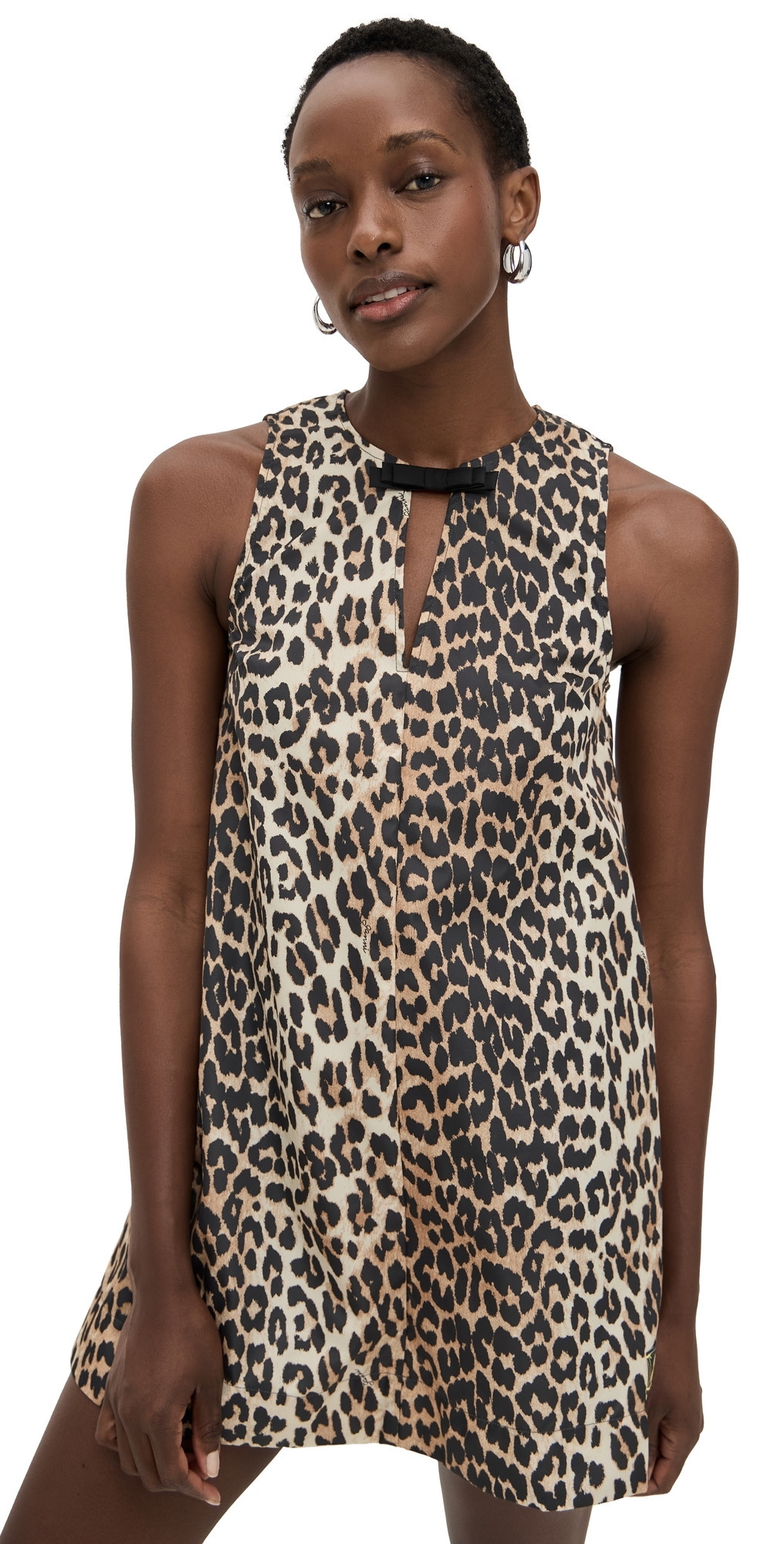 GANNI Duchesse Nylon Mini Dress Leopard 44 | Shopbop