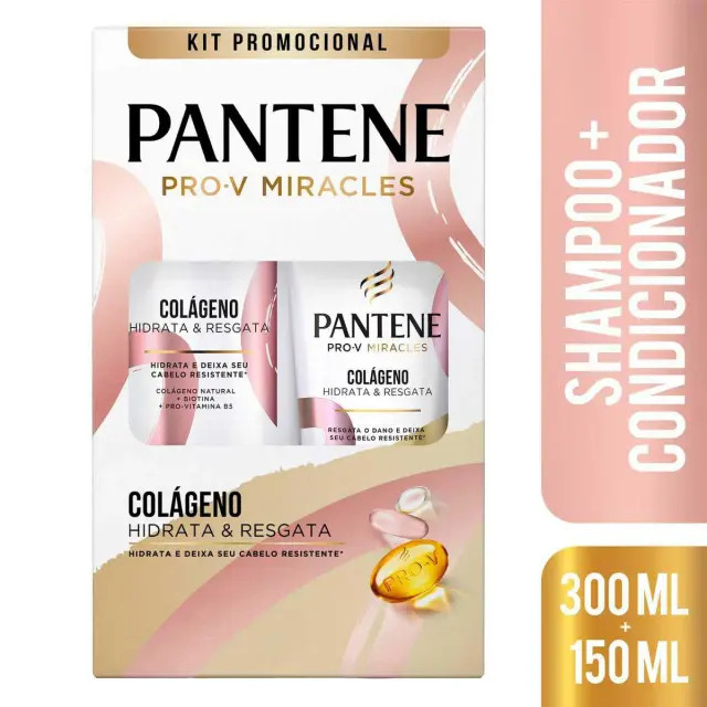 Kit Pantene Pro-V Miracles Colágeno Hidrata & Resgata Shampoo 300ml + Condicionador 150ml | DrogaRaia (BR)