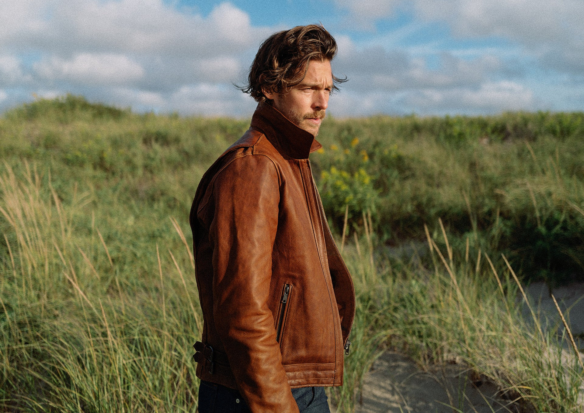 brown leather riding jacket made with waxed vegetable retanned leather | Satchel & Page (US)