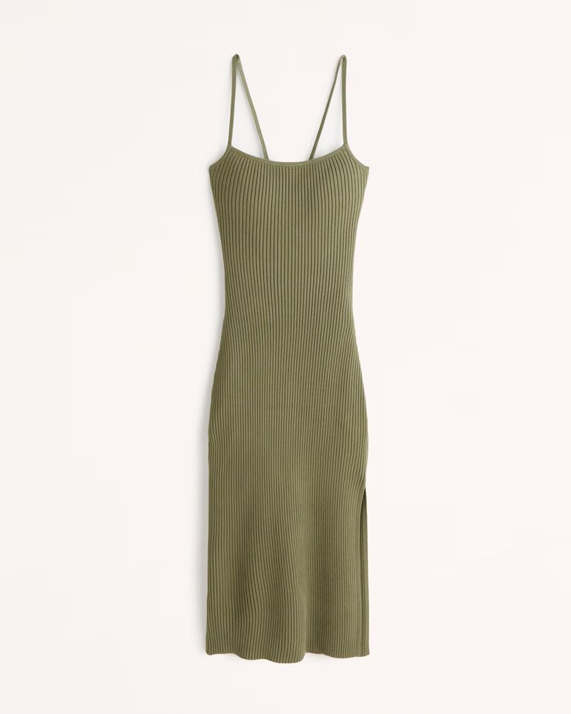 Lace-Up Ribbed Midi Dress | Abercrombie & Fitch (US)