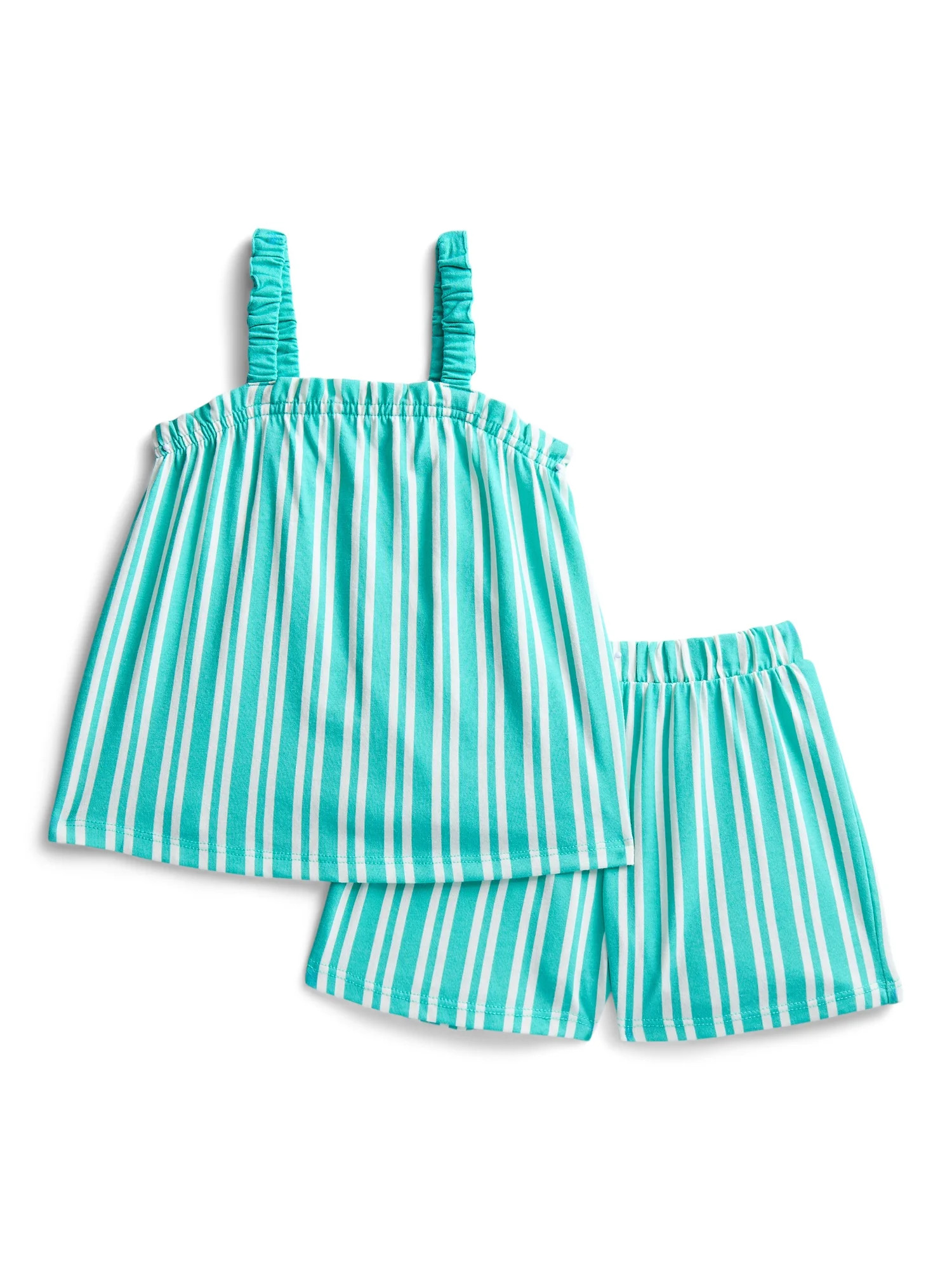 Wonder Nation Toddler Girls Ribbed Tank Top and Shorts 2-Piece Set, Sizes 12M–5T | Walmart (US)