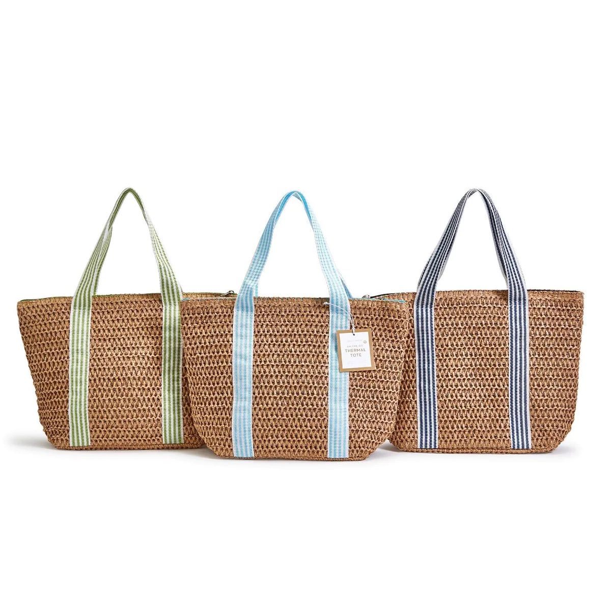 Gingham Handle Woven Thermal Lunch Tote (3 Color Options) | Sea Marie Designs