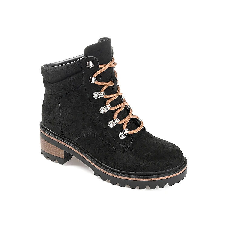 Journee Collection Nyia Hiking Boot | Women's | Black | Size 8 | Boots | Block | Bootie | Combat | L | DSW
