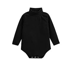 Newborn Infant Baby Boy Girl Fall Outfit Turtleneck Bodysuit Shirt Long Sleeve Romper Top Basic Soli | Amazon (US)