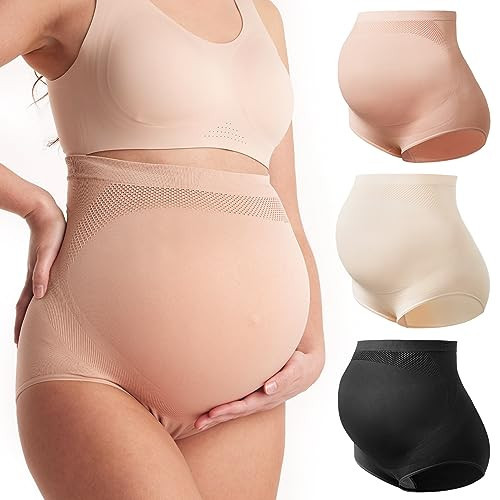 Momcozy Women's Maternity High Waist Underwear Pregnancy Soft Seamless Maternity Underwear Over Bump 3 Pack | Amazon (US)