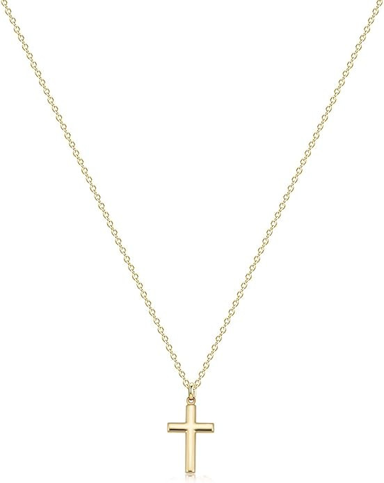 Fettero Cross Necklace Faith Pendant 14K Plated Dainty Chain Minimalist Simple Tiny God Lords Pra... | Amazon (US)