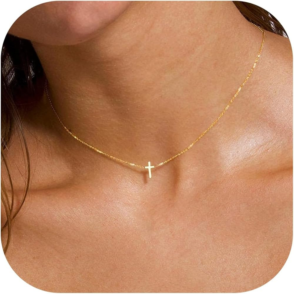 Cross Necklace for Women - 18K Gold Plated Cross Necklace Dainty Gold Necklace for Women Teens Gi... | Amazon (US)